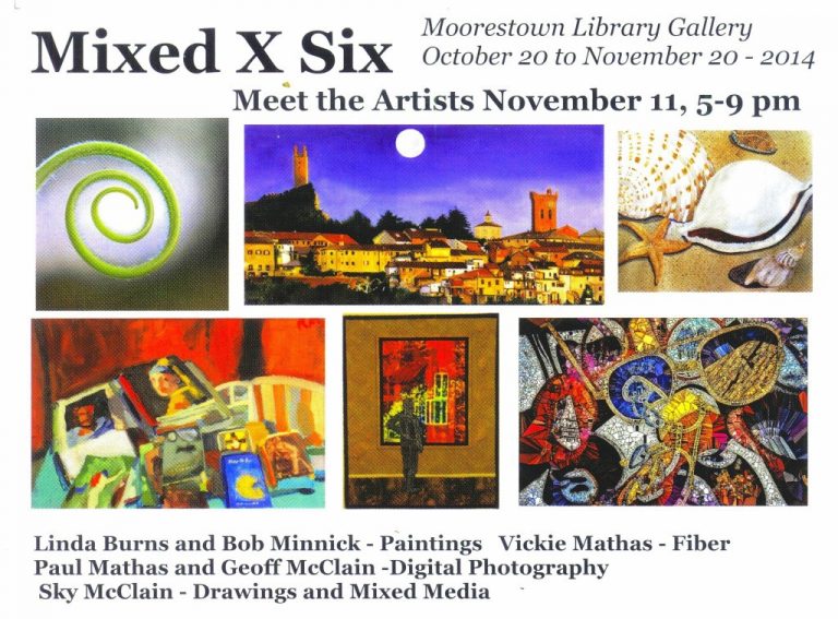The “Mix X Six” art show is at the Moorestown Library until Nov. 20