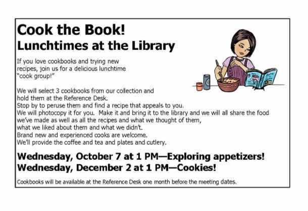 Cook the Book comes to Moorestown Library Oct. 7