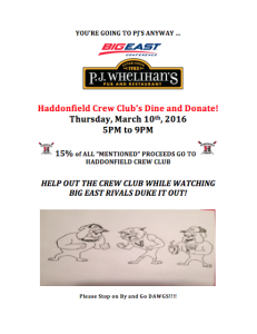 Haddonfield Crew Club is having Dine and Donate March 10