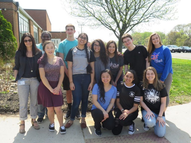 Students clean up school’s rain garden for Earth Day
