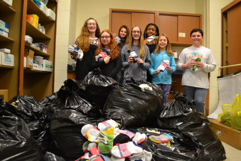 Mt. Laurel’s Harrington Middle School breaks record for donations of socks for homeless