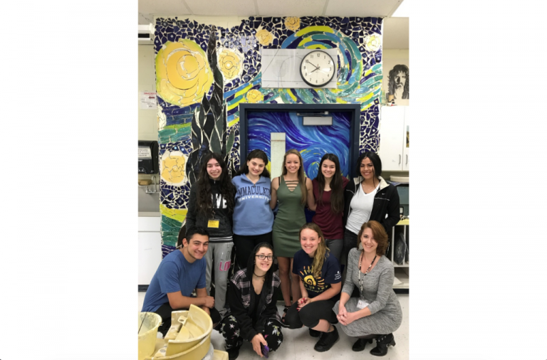 Art room entrance enhanced with “Starry Night” mural
