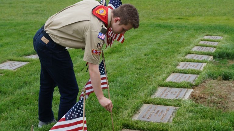 Indian Mills Troop 47 Scouts decorate cemetery with flags