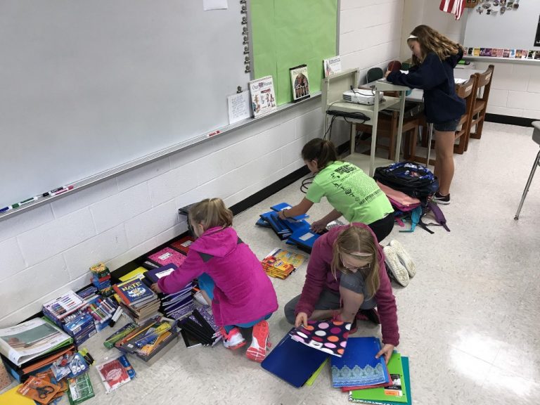 Fifth-graders at Mount Laurel’s Hartford School help students in Houston after Hurricane Harvey