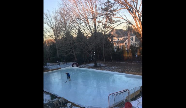Backyard ice rink bringing friends and family together during the winter months