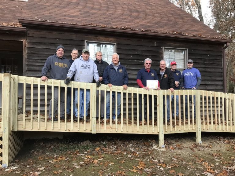 Medford Knights assemble handicap ramp for Tabernacle resident