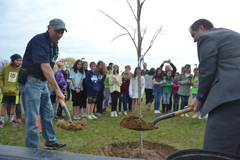 Chairville School gets a new oak tree for Arbor Day ceremonies