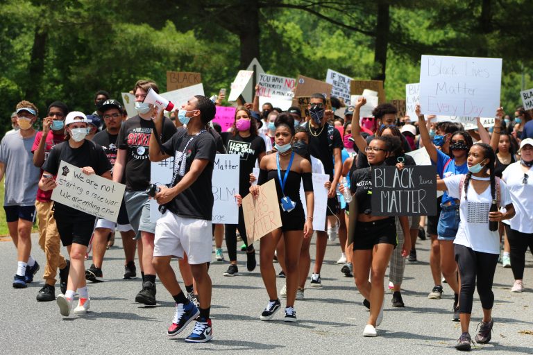 Five hundred walk to protest racism and police brutality
