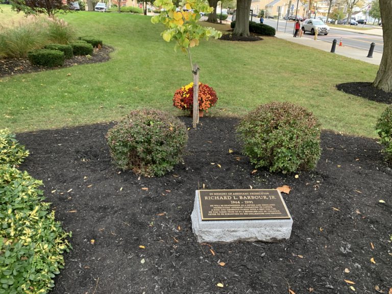 Tree and plaque dedicated to late assistant county prosecutor