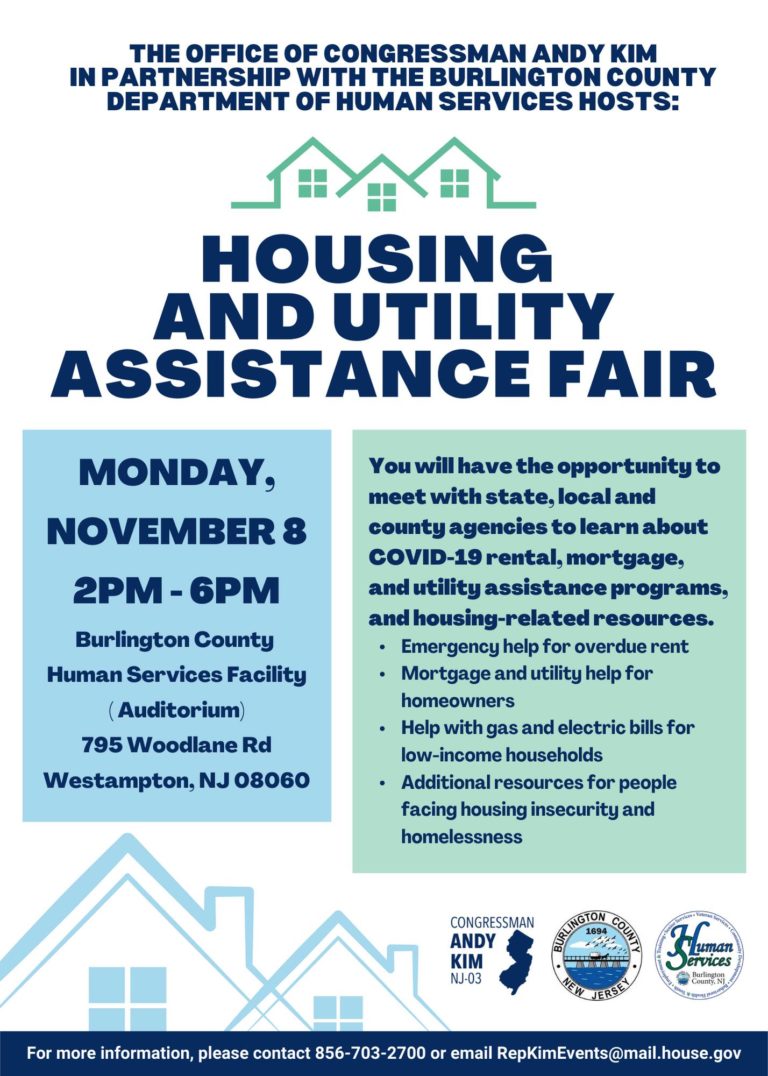 BurlCo and Congressman Andy Kim to hold Housing and Utility Assistance Fair