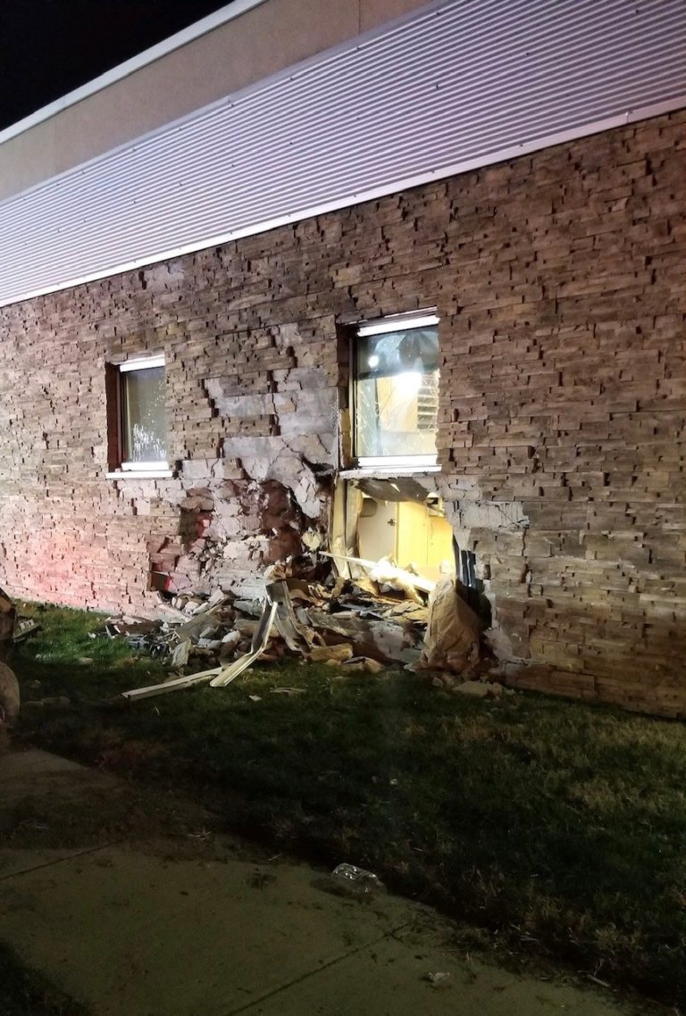 Two vehicle collision causes one vehicle to crash into a closed doctor’s office