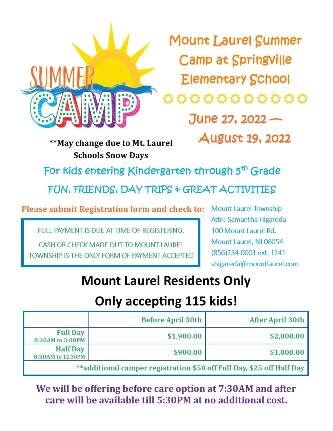 Mount Laurel Township announces the return of summer camp at ...