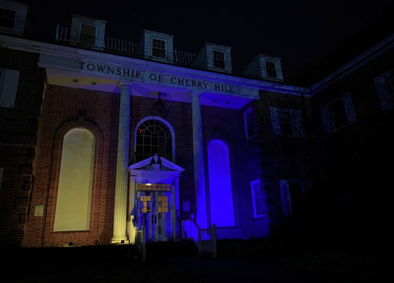 Cherry Hill Town Hall lights up in support of Ukraine