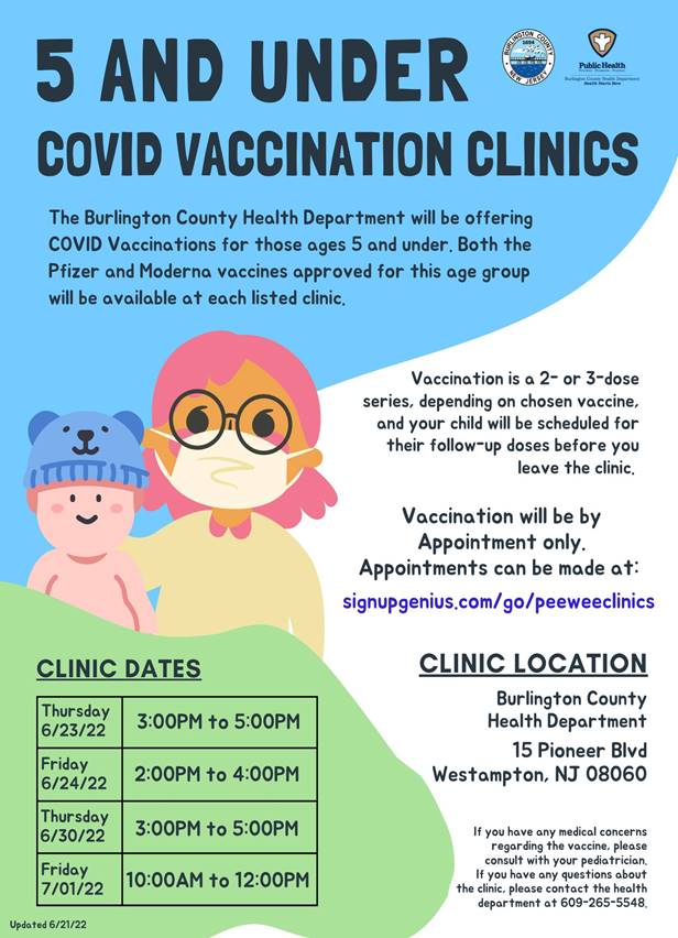 Burlington County schedules special vaccine clinics for young children