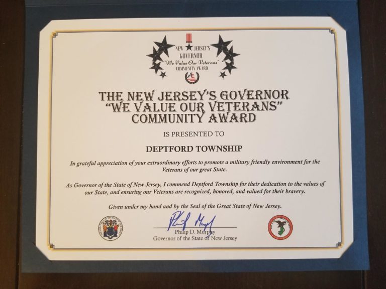Award recognizes township’s outreach to veterans