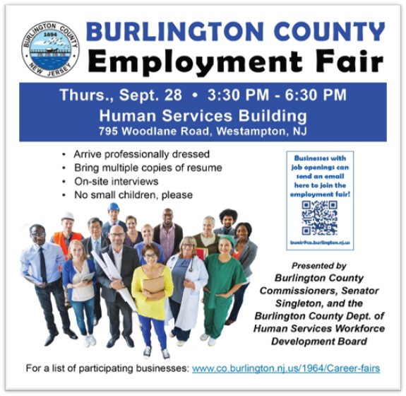 More than 50 employers will be present at Burlington County Career Fair