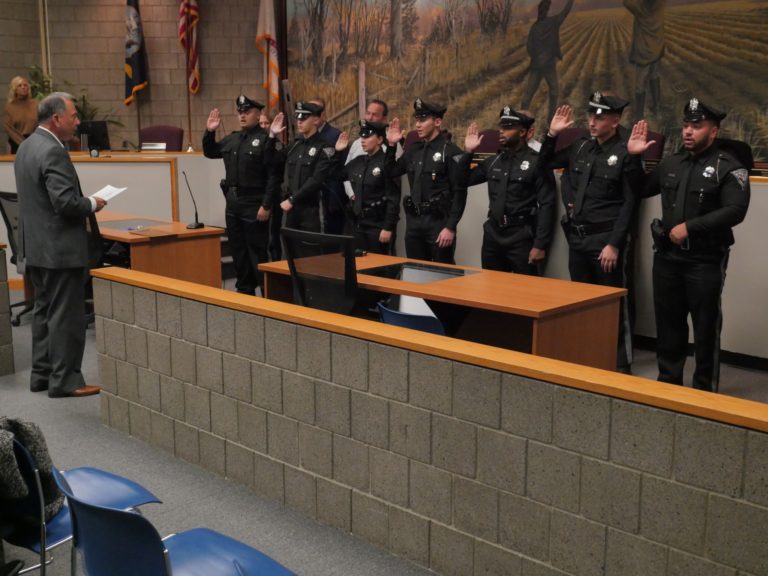 Township swears in officers, honors  retiring councilwoman