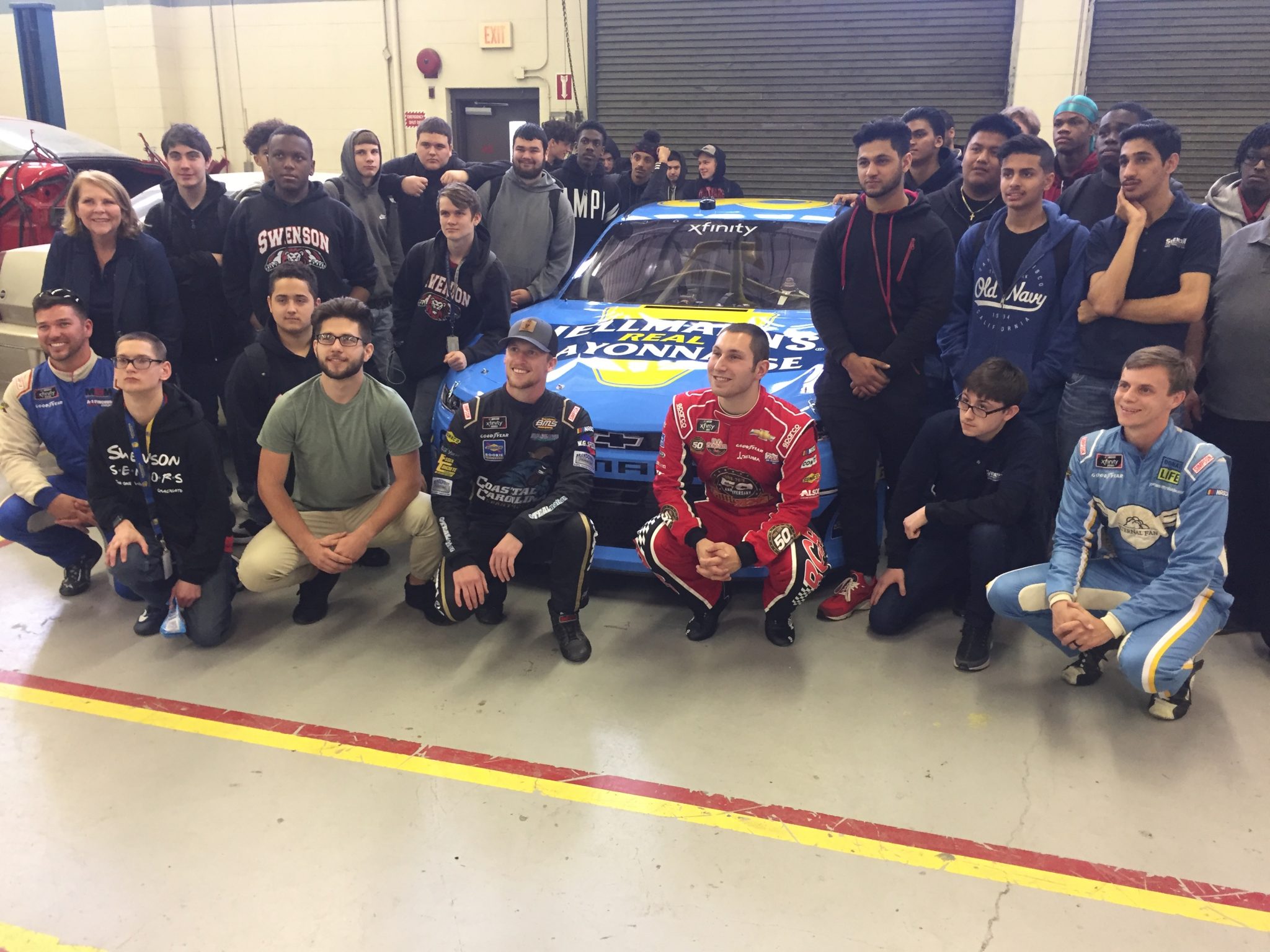 NASCAR Xfinity Series drivers meet with Swenson auto tech students