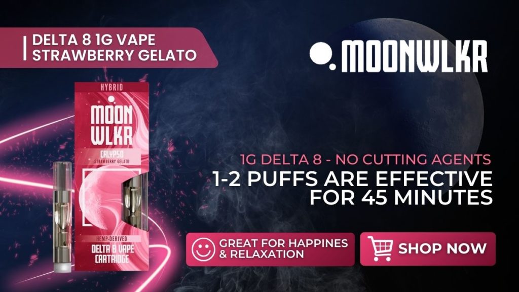 Moonwlkr Delta 8 1g Vape Strawberry Gelato