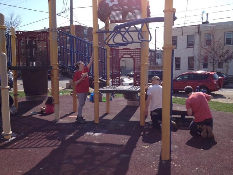 H.A. Brown in the process of turning dilapidated playground into potential recess site