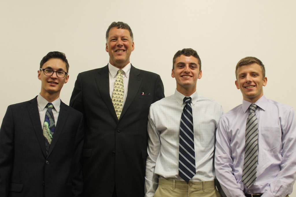 JACK FIRNENO / WIRE PHOTO From left to right: Daniel Saltzman, State Rep. Scott Petri, Anthony DePietto and Sean Burke