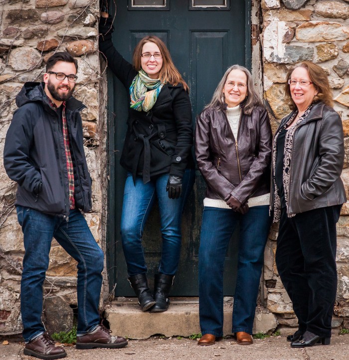 The River Drivers include (from left) guitar, banjo and bass player Kevin McCloskey, fiddle player Meagan Ratini, guitar and banjo player Mindy Moran and Marian Murray, playing whistles and concertina. 