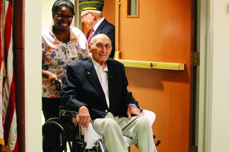 Honoring a hero: Sixty years after his service in the Korean War, William Arpino accepted a Purple Heart.