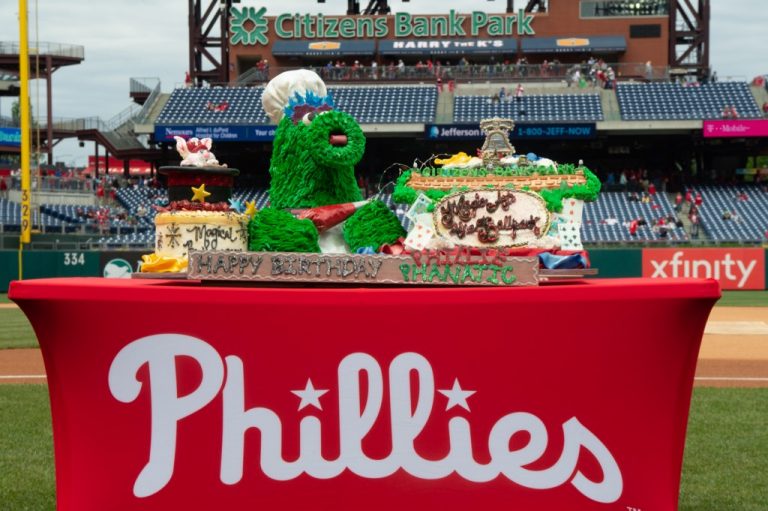 Phanatic enjoys birthday cake by Bucks local