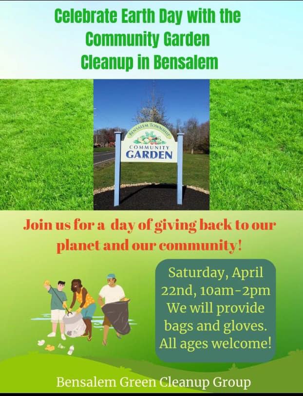 Earth Day cleanup in Bensalem on April 22