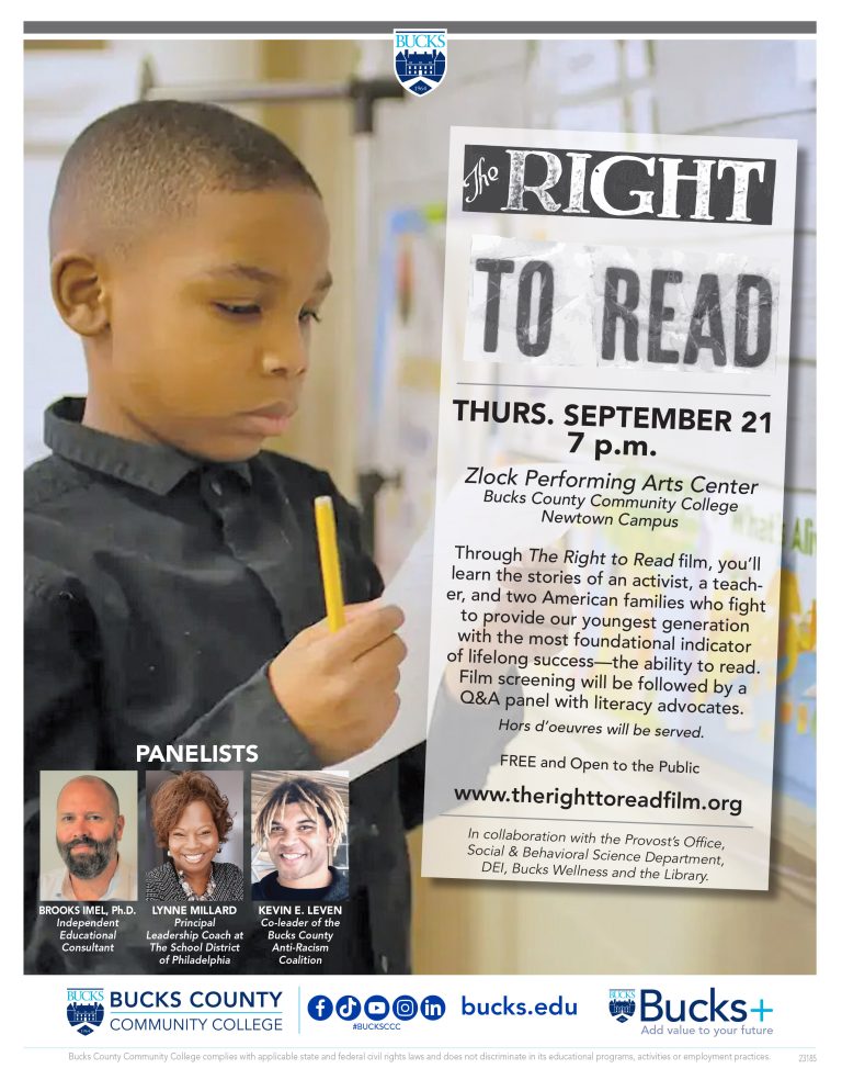 Explore ‘The Right to Read’ Sept. 21 at Bucks Community College